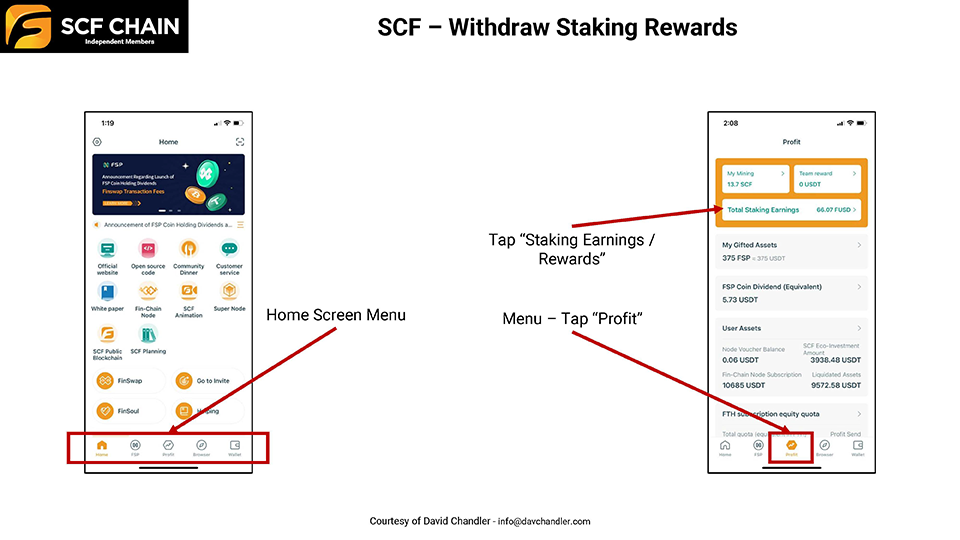 scf withdraw staking rewards